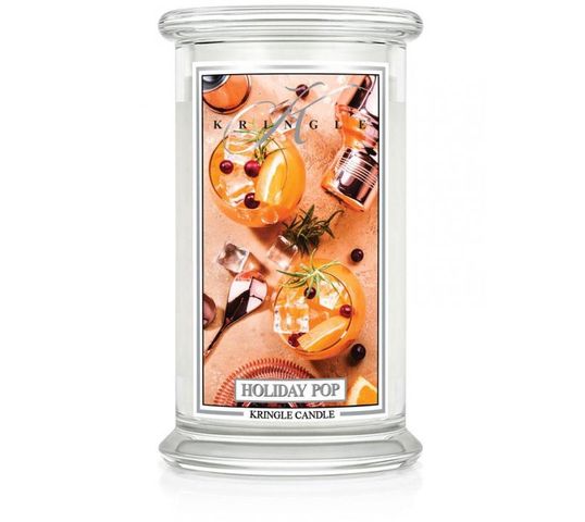 Kringle Candle duża świeca zapachowa z dwoma knotami - Holiday Pop (623 g)