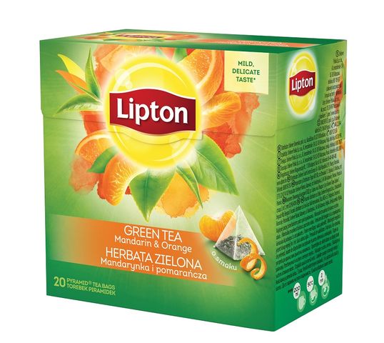 Lipton Green Tea herbata zielona Mandarynka i Pomarańcza 20 piramidek 36g