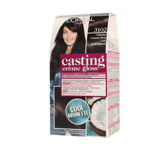 L'Oreal Paris Casting Creme Gloss – krem koloryzujący do włosów nr 3102 Chłodny Ciemny Brąz (1 op.)