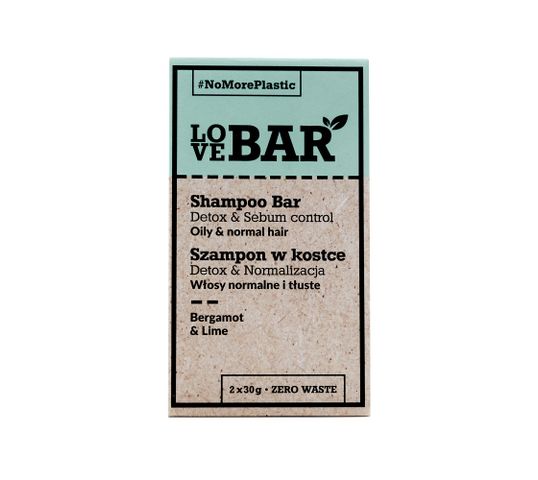 Love Bar Shampoo Bar szampon w kostce do włosów normalnych i tłustych Bergamotka & Limonka (2x30 g)