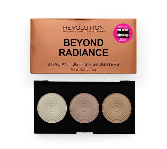 Makeup Revolution Beyond Radiance – zestaw 3 rozświetlaczy do twarzy (15 g)