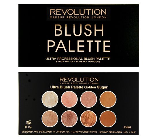 Makeup Revolution Blush Palette 8 Golden Sugar – zestaw róży, bronzerów i rozświetlaczy do twarzy (13 g)