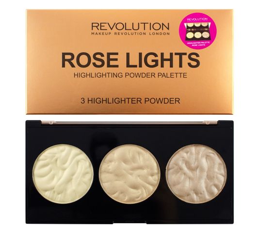 Makeup Revolution Highlighter Palette Rose Lights – rozświetlacze do twarzy (15 g)