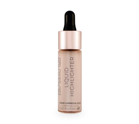 Makeup Revolution Liquid Highlighter – rozświetlacz w płynie Luminous Gold (18 ml)