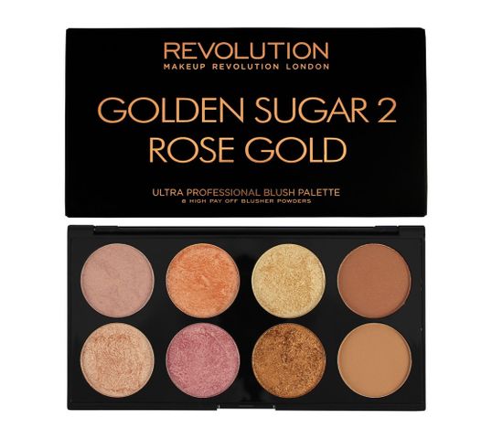 Makeup Revolution Ultra Blush Palette 8 - zestaw do konturowania twarzy Golden Sugar 2 Rose Gold (13 g)