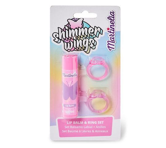 Martinelia Shimmer Wings zestaw malinowy błyszczyk do ust + pierścionki 2szt
