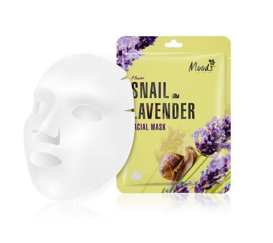Moods Snail Lavender Facial Mask maska w płachcie ze śluzem ślimaka i wyciągiem z lawendy dla cery dojrzałej (38 g)