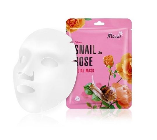 Moods Snail Rose Facial Mask maska w płachcie z ekstraktem ze śluzu ślimaka i ekstraktem z róży japońskiej dla cery dojrzałej i trądzikowej (38 g)