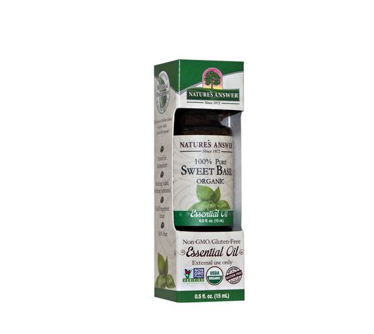 Nature's Answer 100% Pure Organic Essential Oil Sweet Basil organiczny olejek ze słodkiej bazylii 15ml