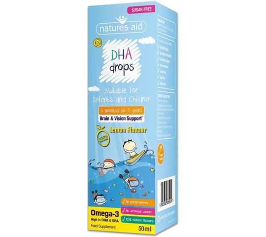 Natures Aid DHA Drops Omega-3 suplement diety w płynie Lemon Flavour 50ml