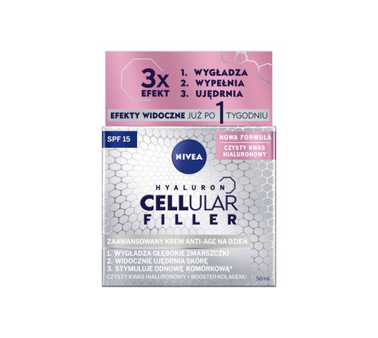 Nivea Hyaluron Cellular Filler + Widoczne Ujędrnienie SPF15 przeciwzmarszczkowy krem na dzień (50 ml)