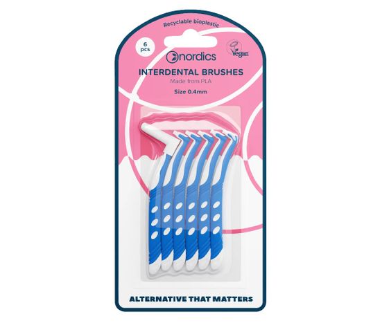 Nordics L-shaped Interdental Brushes bioplastyczne szczoteczki do czyszczenia przestrzeni międzyzębowej 0.4mm 6szt.