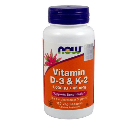 Now Foods Witamin D-3 + K2 suplement diety 120 kapsułek