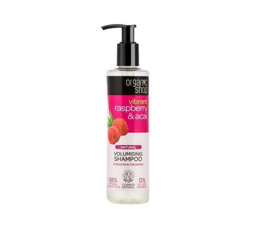Organic Shop Natural Volumising Shampoo naturalny szampon zwiększający objętość włosów Raspberry & Acai (280 ml)