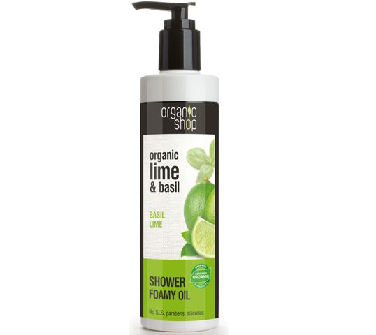 Organic Shop Organic Lime & Basil Shower Gel Foamy Oil pieniący się olejek pod prysznic (280 ml)