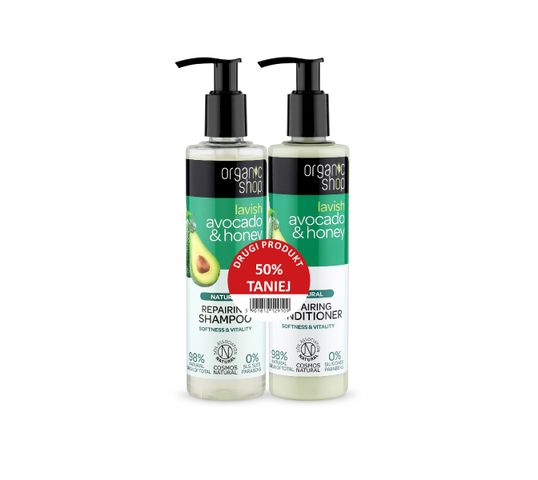 Organic Shop Zestaw szampon+odżywka do włosów odbudowujący Awokado