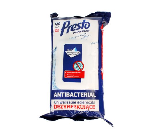 Presto – Ściereczki dezynfekujące 2w1 (120 szt.)