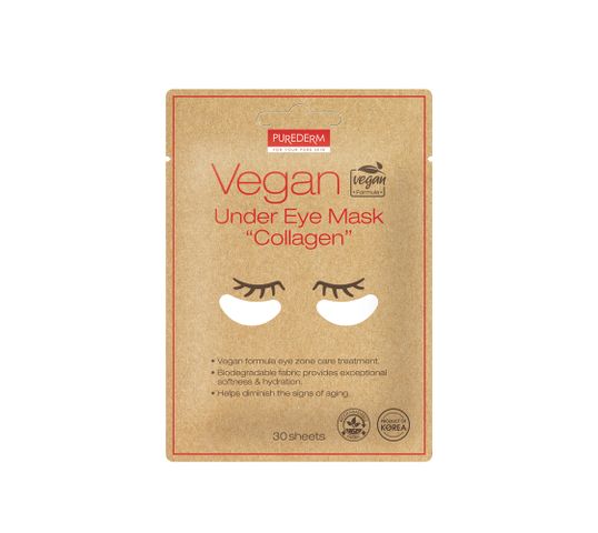 Purederm Vegan Under Eye Mask wegańskie płatki pod oczy z kolagenem (30 szt.)