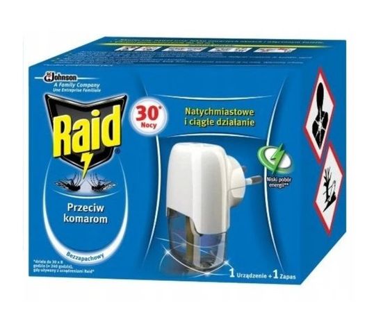 Raid – Przeciw komarom Elektrofumigator z płynem owadobójczym 30 nocy ( 1 szt.)