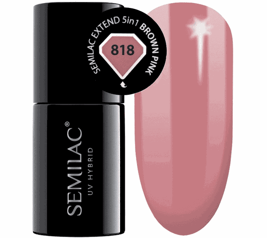 Semilac Base Extend 5w1 818 Brown Pink – lakier hybrydowy (7 ml)