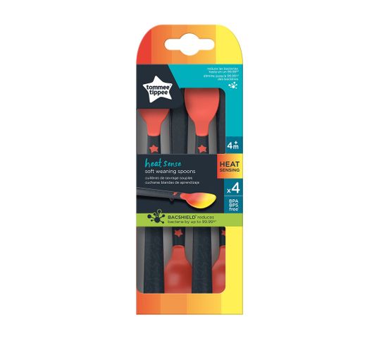 Tommee Tippee Heat Sense łyżeczka z czujnikiem ciepła 4m+ 4szt