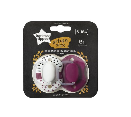 Tommee Tippee Urban smoczek uspokajający 6-18m Girl 2szt
