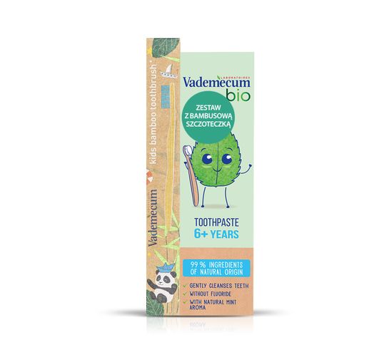 Vademecum Bio Kids Pasta do zębów dla dzieci 6+ Mint  50ml +szczoteczka bambusowa do zębów (1 szt.)