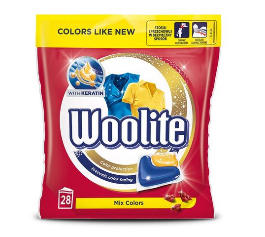 Woolite Mix Colors kapsułki do prania ochrona koloru z keratyną 28szt