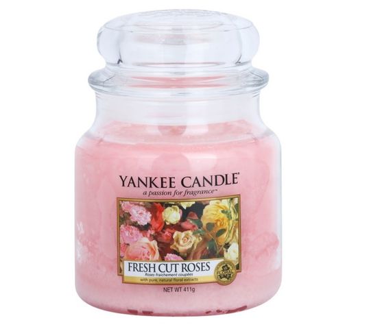 Yankee Candle Świeca zapachowa średni słój Fresh Cut Roses 411g